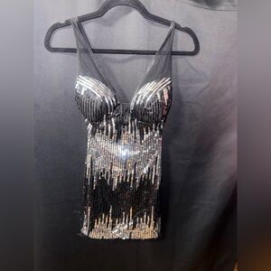 Ark & Co Black Sequin Slip Dress